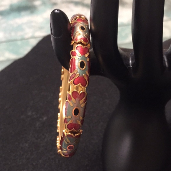 Beautiful enamel on gold bangle - Picture 2 of 3